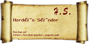 Hordós Sándor névjegykártya